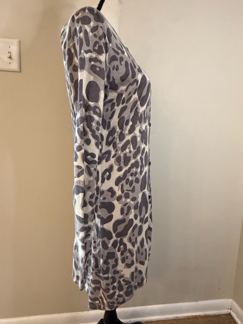 Cyrus silk cashmere leopard print midi sweater dress SZ SM - Picture 2 of 13
